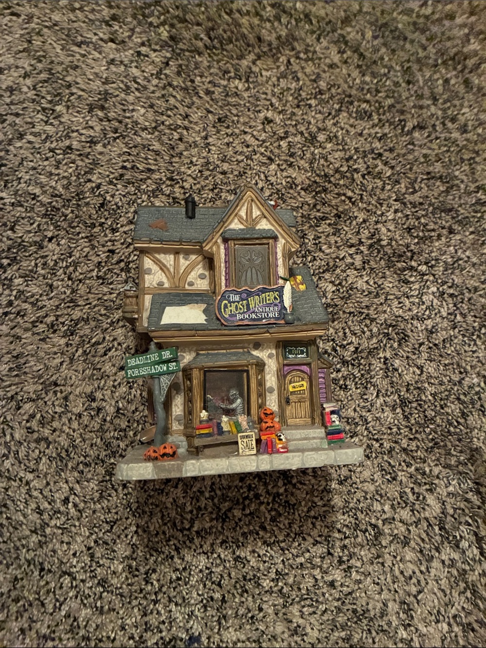 Lemax Ghost Writers Bookstore Decorative House - Gray, Brown, Orange Accents